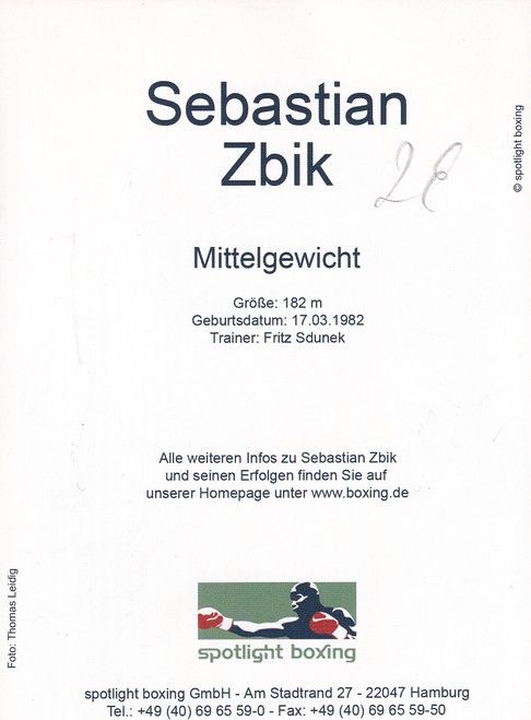 Autogramm Boxen | Sebastian ZBIK | 2000er (Portrait Color Spotlight) Leidig
