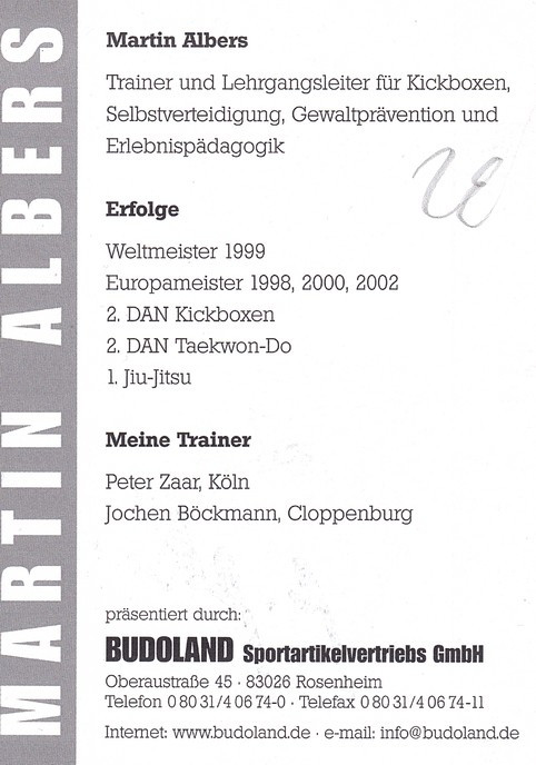 Autogramm Kickboxen | Martin ALBERS | 2000er (Portrait Color) Top Ten