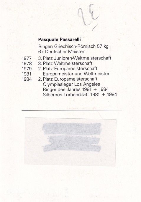 Autogramm Ringen | Pasquale PASSARELLI | 1984 (Portrait Color KV) OS-Gold
