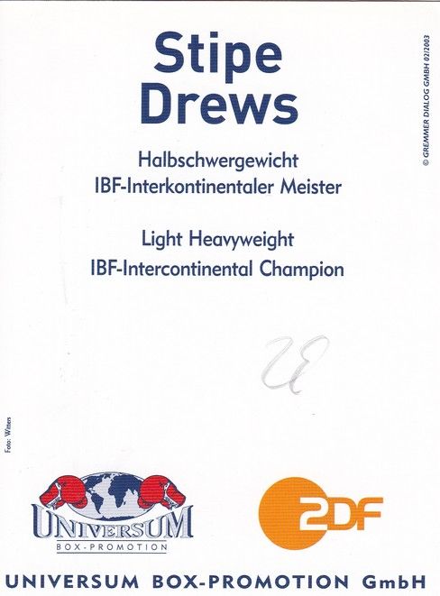 Autogramm Boxen | Stipe DREWS | 2003 (Portrait Color Universum ZDF) Witters