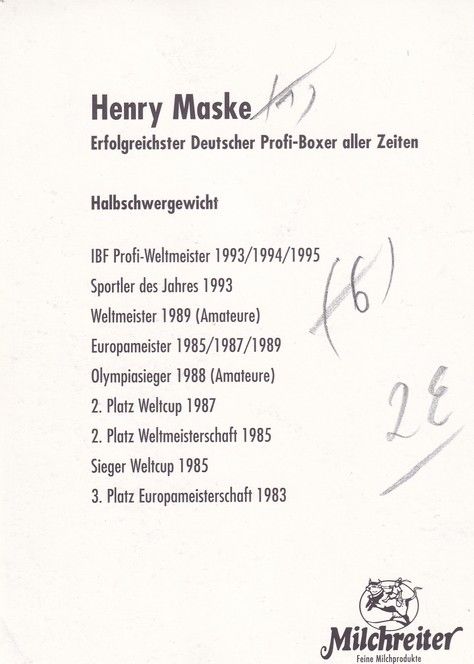 Autogramm Boxen | Henry MASKE | 1990er (Portrait Color Milchreiter) OS-Gold