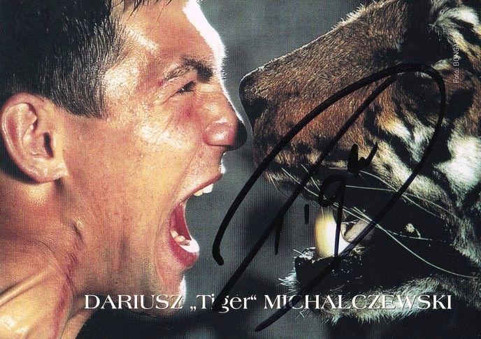 Autogramm Boxen | Dariusz MICHALCZEWSKI | 1990er (Portrait Color mit Tiger) 1