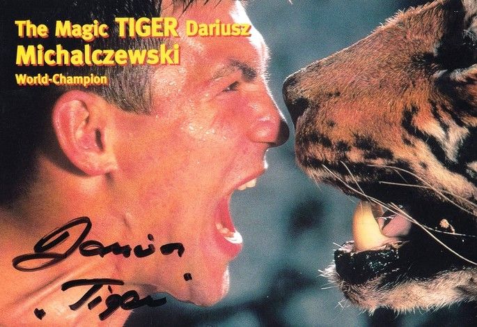 Autogramm Boxen | Dariusz MICHALCZEWSKI | 1990er (Portrait Color mit Tiger) 2