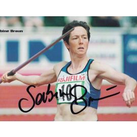 Autogramm Siebenkampf | Sabine BRAUN | 2001 (Wurfszene Color) OS-Bronze
