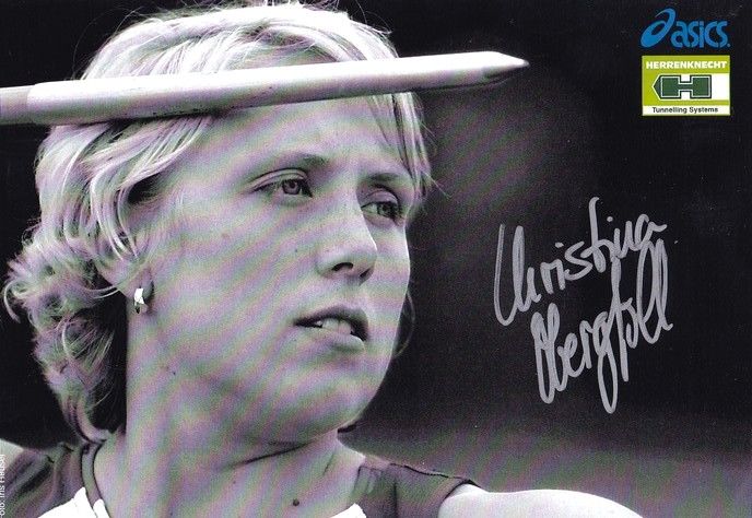 Autogramm Speerwurf | Christina OBERGFÖLL | 2006 (Portrait SW Asics) OS-Silber