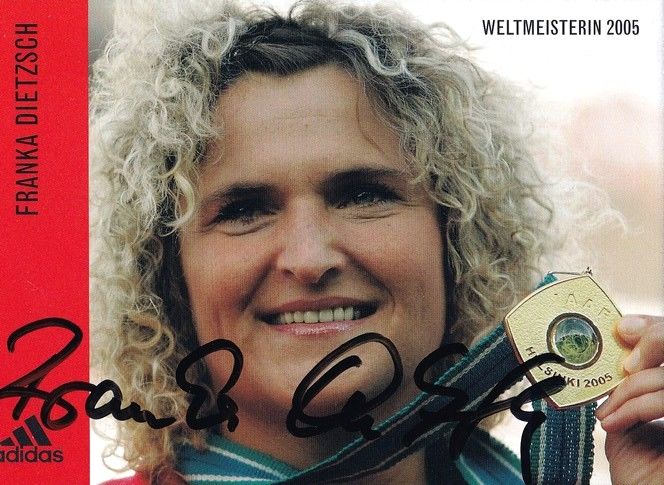 Autogramm Diskus | Franka DIETZSCH | 2005 (Portrait Color Adidas) WM-Sieg