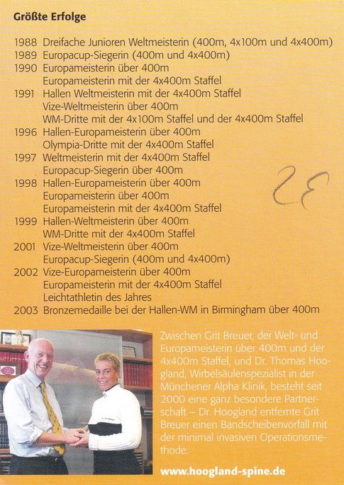 Autogramm Sprint | Grit BREUER | 2000er (Jubelszene Color Hoogland) OS-Bronze