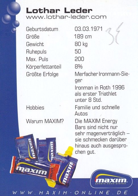 Autogramm Triathlon | Lothar LEDER | 1990er (Rennszene Color) Maxim