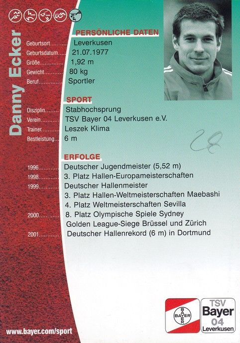 Autogramm Stabhochsprung | Danny ECKER | 2002 (Portrait Color Bayer)
