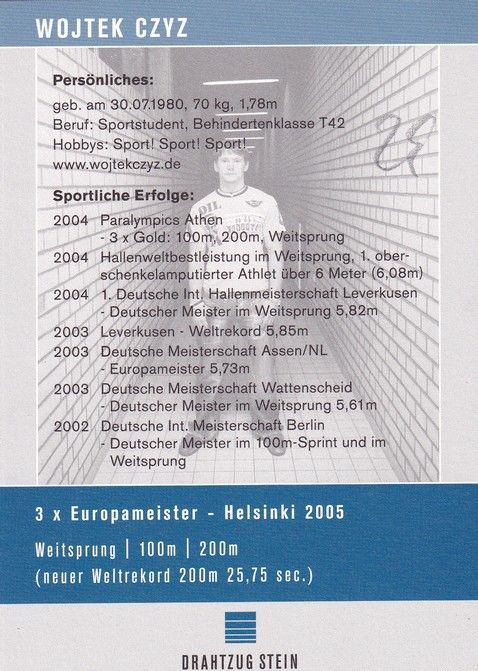 Autogramm Paralympics | Sprint | Wojtek CZYZ | 2005 (Collage Color Drahtzug) OS-Gold