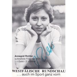 Autogramm Sprint | Annegret RICHTER | 1970er (Portrait SW Westfälische) OS-Gold