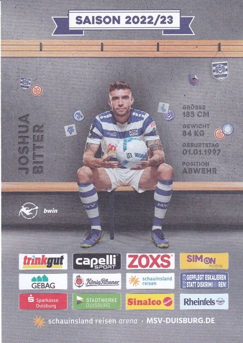 Autogramm Fussball | MSV Duisburg | 2022 | Joshua BITTER
