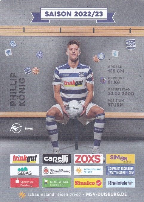 Autogramm Fussball | MSV Duisburg | 2022 | Philipp KÖNIG