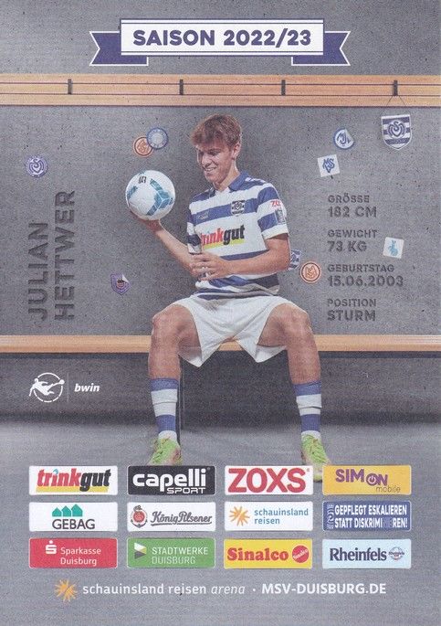 Autogramm Fussball | MSV Duisburg | 2022 | Julian HETTWER