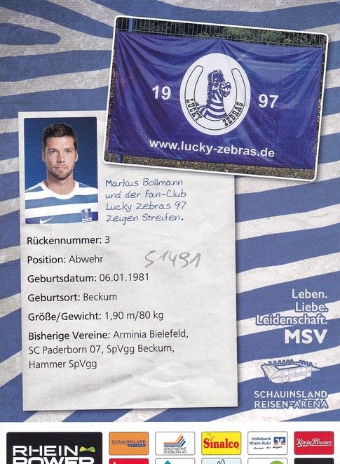 Autogramm Fussball | MSV Duisburg | 2013 | Markus BOLLMANN