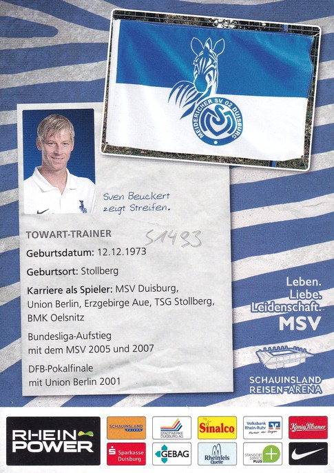 Autogramm Fussball | MSV Duisburg | 2013 | Sven BEUCKERT