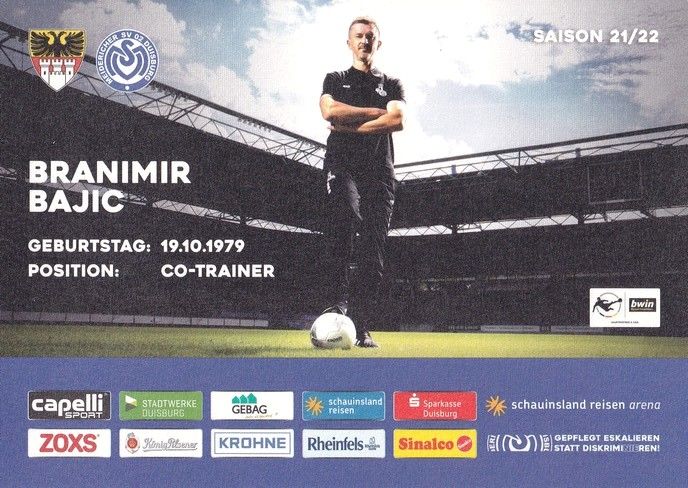 Autogramm Fussball | MSV Duisburg | 2021 | Branimir BAJIC