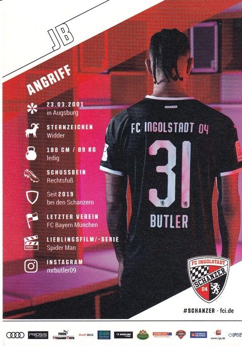 Autogramm Fussball | FC Ingolstadt 04 | 2021 | Justin BUTLER