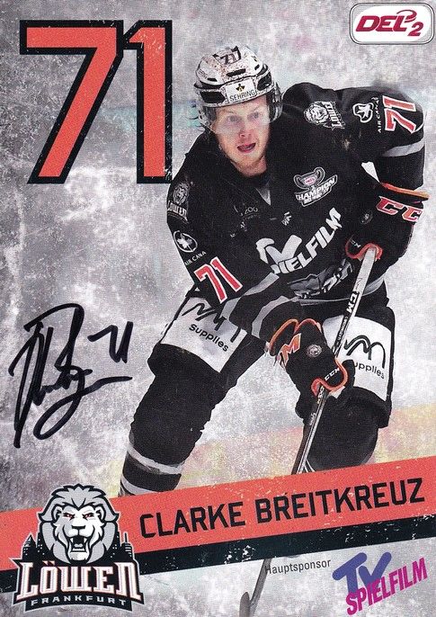 Autogramm Eishockey | Löwen Frankfurt | 2017 | Clarke BREITKREUZ