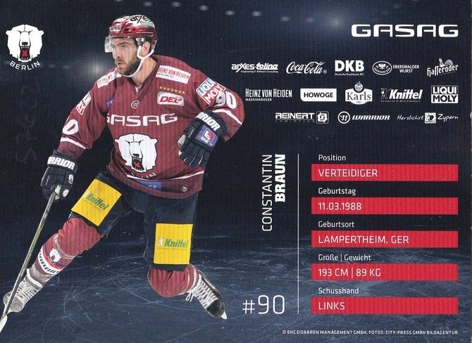 Autogramm Eishockey | Eisbären Berlin | 2010er GASAG | Constantin BRAUN