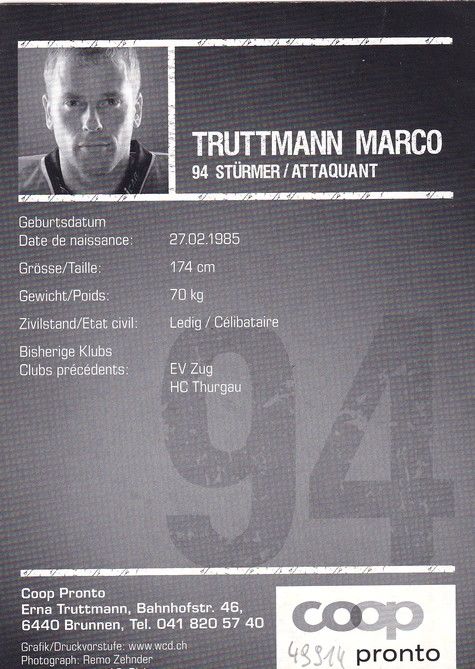 Autogramm Eishockey | EHC Biel | 2000er | Marco TRUTTMANN