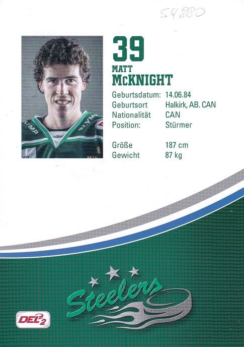 Autogramm Eishockey | SC Bietigheim Steelers | 2015 | Matt McKNIGHT
