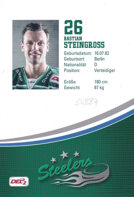 Autogramm Eishockey | SC Bietigheim Steelers | 2015 | Bastian STEINGROSS