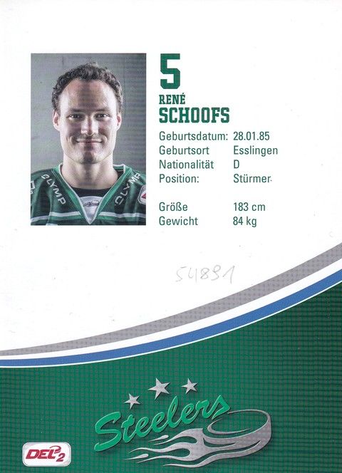 Autogramm Eishockey | SC Bietigheim Steelers | 2015 | Rene SCHOOFS