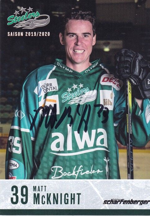 Autogramm Eishockey | SC Bietigheim Steelers | 2019 | Matt McKNIGHT