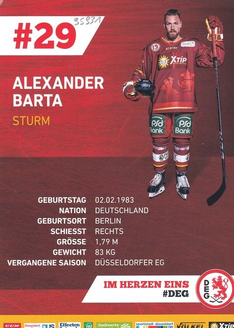 Autogramm Eishockey | Düsseldorfer EG | 2018 | Alexander BARTA