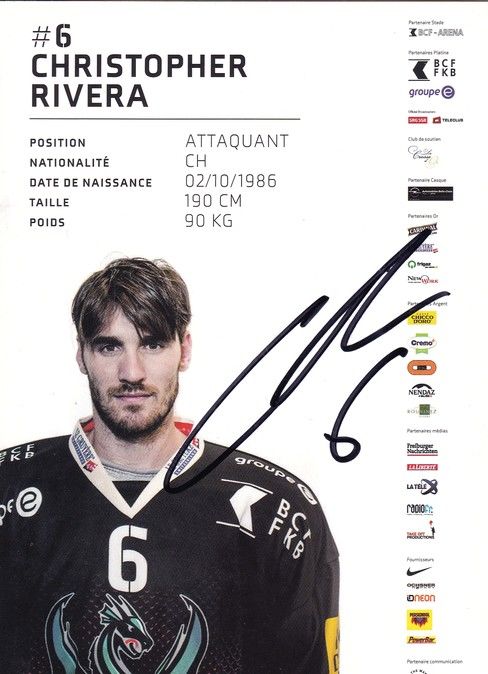 Autogramm Eishockey | HC Fribourg-Gotteron | 2015 | Christopher RIVERA