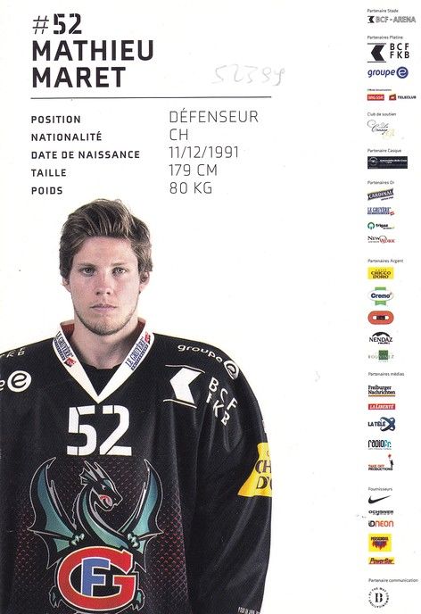 Autogramm Eishockey | HC Fribourg-Gotteron | 2015 | Mathieu MARET