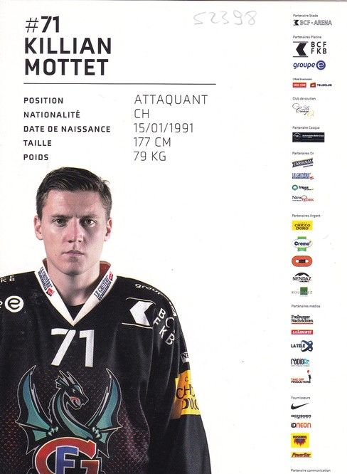 Autogramm Eishockey | HC Fribourg-Gotteron | 2015 | Killian MOTTET