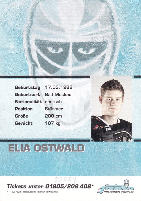 Autogramm Eishockey | Hamburg Freezers | 2009 | Elia OSTWALD