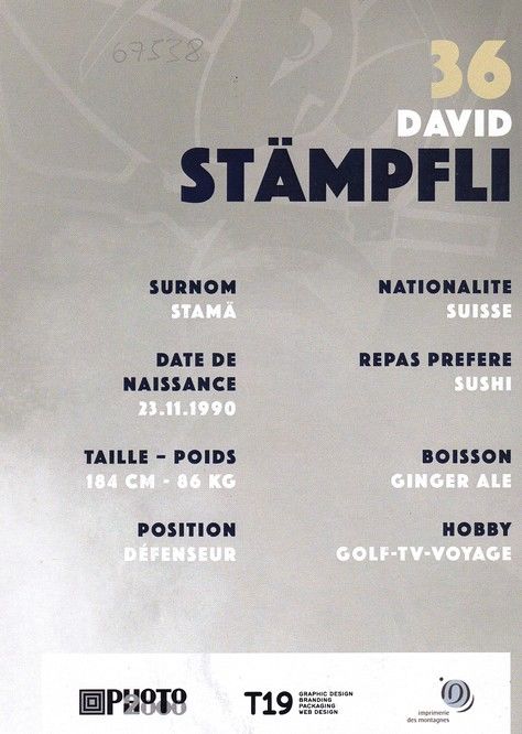Autogramm Eishockey | HC La Chaux-de-Fonds | 2016 | David STÄMPFLI