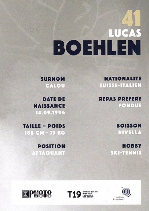 Autogramm Eishockey | HC La Chaux-de-Fonds | 2016 | Lucas BOEHLEN