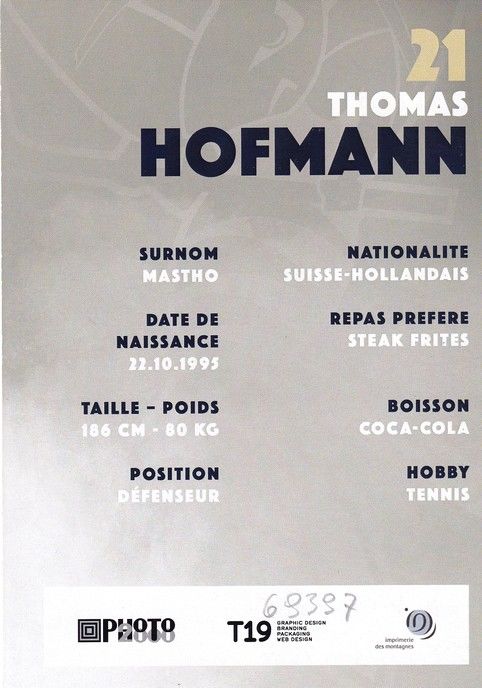 Autogramm Eishockey | HC La Chaux-de-Fonds | 2016 | Thomas HOFMANN