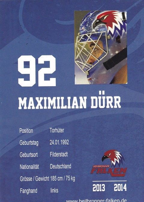 Autogramm Eishockey | Heilbronner Falken | 2013 | Maximilian DÜRR