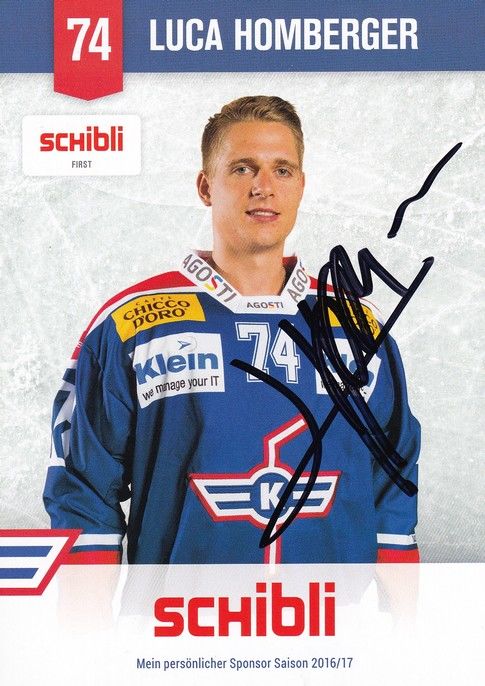 Autogramm Eishockey | Kloten Flyers | 2016 | Luca HOMBERGER