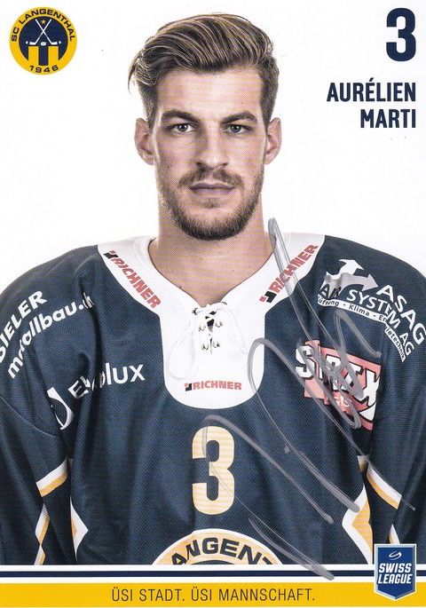 Autogramm Eishockey | SC Langenthal | 2018 | Aurelien MARTI