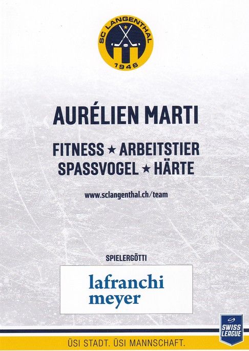 Autogramm Eishockey | SC Langenthal | 2018 | Aurelien MARTI