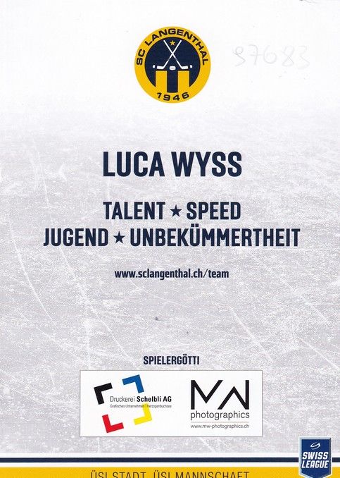 Autogramm Eishockey | SC Langenthal | 2018 | Luca WYSS