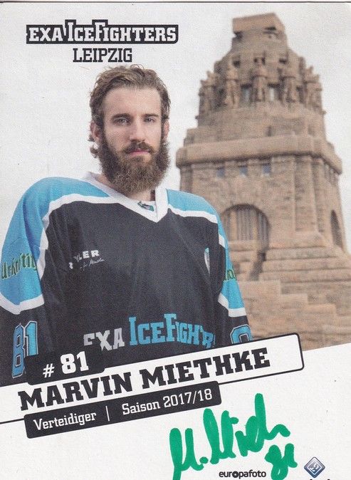 Autogramm Eishockey | IceFighters Leipzig | 2017 | Marvin MIETHKE
