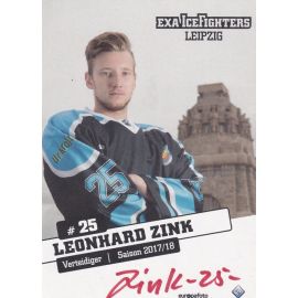 Autogramm Eishockey | IceFighters Leipzig | 2017 | Leonhard ZINK