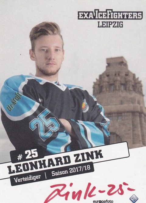Autogramm Eishockey | IceFighters Leipzig | 2017 | Leonhard ZINK
