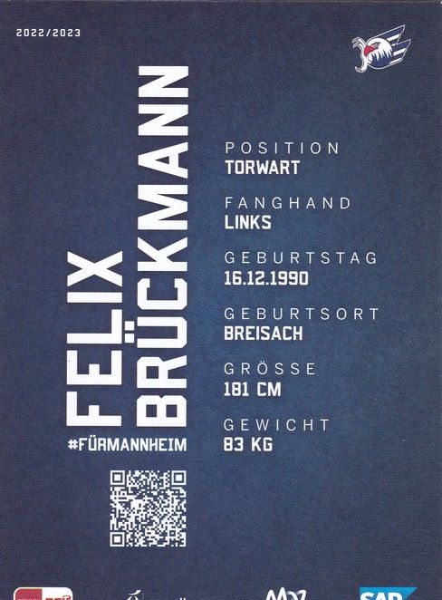 Autogramm Eishockey | Adler Mannheim | 2022 | Felix BRÜCKMANN