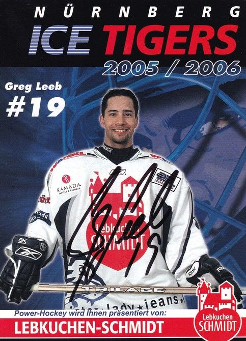 Autogramm Eishockey | Nürnberg Ice Tigers | 2005 | Greg LEEB