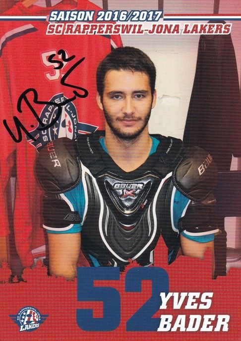 Autogramm Eishockey | SCRJ Lakers | 2016 | Yves BADER