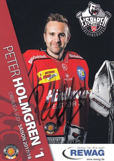 Autogramm Eishockey | Eisbären Regensburg | 2017 | Peter HOLMGREN