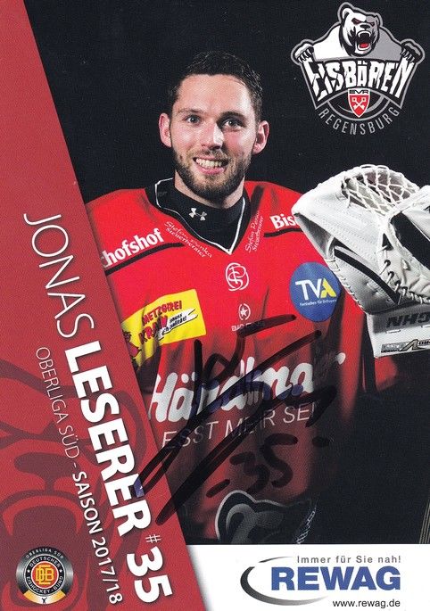 Autogramm Eishockey | Eisbären Regensburg | 2017 | Jonas LESERER